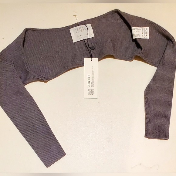 Zara NWT Girl's Ribbed Knit Arm Warmers Shrug Size 6/7 - Picture 4 of 4